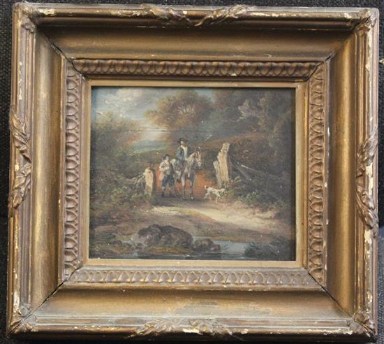 18th century English School Figures in landscapes, 6 x 6.5in.